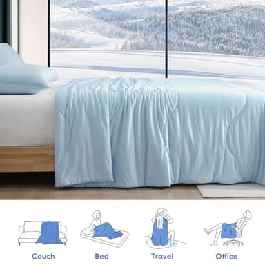 PHF Cooling Comforter King for Hot Sleepers, Soft Double Side Cooling Blanket for Night Sweats Absorbs Body Heat, Q-Max>0.5 Arc-Chill Cool Lightweight Summer Cold Comforter, 108"x90", Ice Blue - Image 6