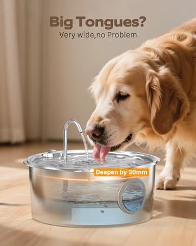 Dog Water Fountain for Large Dogs: Stainless Steel Dog Fountain Water Bowl - 3.2Gal/406oz/12L Super Quiet Big Cat Water Fountain with Visual Water Level -Great for Large Dogs Cats and Multi-Pet Home - Image 4