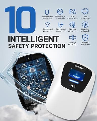 JEEKVISEN Level 2 EV Charger 48Amp 240V NEMA 14-50 Plug: Electric Vehicle Charging Station with APP Control, WiFi Enabled EVSE, RFID Card - Compatible with Tesla and All EV Brands (White) - Image 4