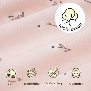 PHF Soft Baby Sleep Sack 0-6 Months 100% Organic Cotton Wearable Blanket, 2-Way Zipper 0.5 TOG Toddler Sleeping Sack 3 Pack, Comfy Sleep Bag for Baby Girls, Pink Floral (Small) - Image 4