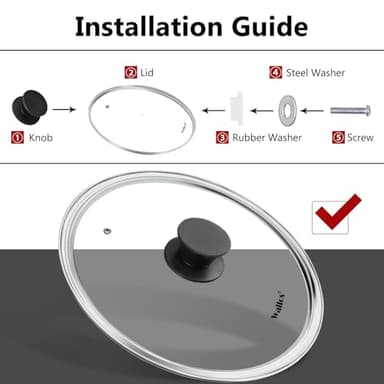 Walfos Tempered Glass Lid for 12 Inch Cookware - Cooking Pot Lid with Heat Resistant Silicone Handle, Clear Frying Pan Lid Fits Pots, Pans and Skillets, Dishwasher-Safe - Image 6