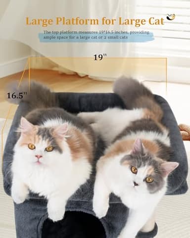 Aechonow 24in Cat Tree Tower with Scratching Post, 19 * 16.5in Window Perch Bed for Large Adult Cats, 2 Small Condo Cubbies for Indoor Kittens, Dark Gray - Image 2