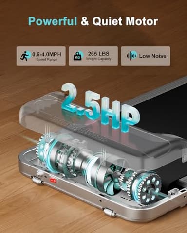 Abonow Walking Pad with Incline, 2.5HP Walking Pad Treadmill,2 in 1 Portable Under Desk Treadmill 265lb Weight Capacity,Walking Pad with Incline for Home Small,Remote Control,LED Display - Image 4