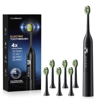 OasiSmile Electric Toothbrush for Adults, 42000 VPM Deep Clean Sonic Toothbrush with 6 Brush Heads, 4 Modes, IPX7 Waterproof Rechargeable Toothbrushes for 120 Days, Built-in 2 Mins Smart Timer - Image 1