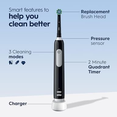 Oral-B Pro Limited Electric Toothbrush with (2) Brush Heads, Rechargeable, Black - Image 4