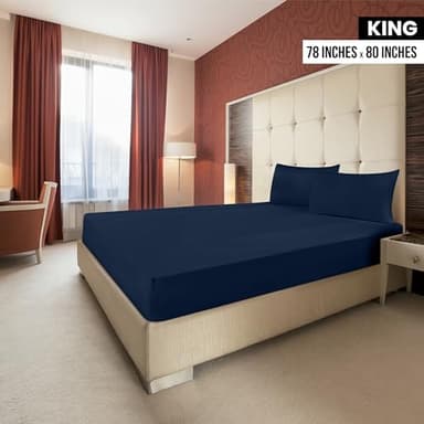 Utopia Bedding King Fitted Sheets - Bulk Pack of 2 Bottom Sheets - Soft Brushed Microfiber - Deep Pockets - Shrinkage & Fade Resistant - Easy Care (King, Navy) - Image 2