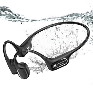 RR SPORTS Bone Conduction Bluetooth Headphones-SwimBeats,IP68 Waterproof Swimming Headphones with 32GB MP3 Player, Lightweight Open Ear Design for Swimming/Surfing/Marathon/Cycling(Black) - Image 1