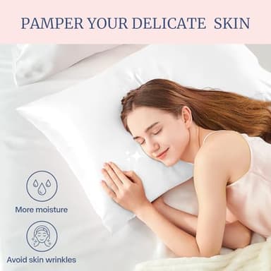 BEDELITE Satin Pillowcase for Hair and Skin, Super Soft and Cooling Similar to Silk Pillow Cases 2 Pack with Envelope Closure, Gift for Women Men(13"x18" Toddler Size, White) - Image 3