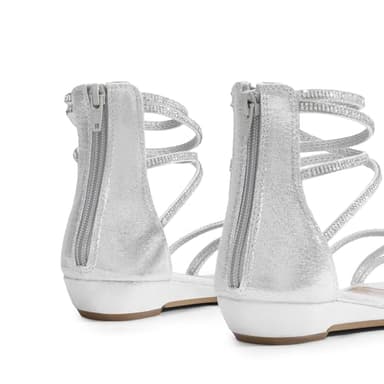 DREAM PAIRS Women's Ankle Strap Flat Sandals Summer Dressy Strappy Gladiator Rhinestones Sandals,Size 9,Silver,WEITZ - Image 8