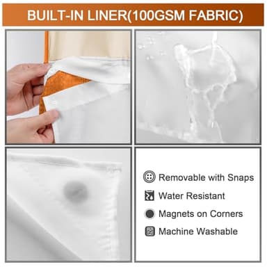 YellyHommy No Hook Shower Curtain with Snap in Liner Set Less Time Waffle Shower Curtain for Bathroom 75" L x 72" W Orange - Image 4