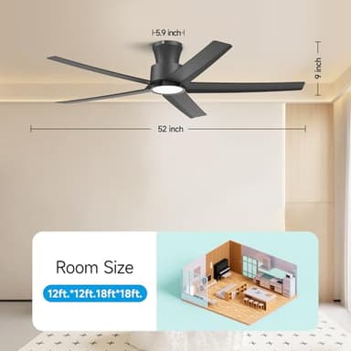 ocioc 52 inch Ceiling Fans with Lights, Large Air Volume Ceiling Fans with Reversible Quiet DC Motor and Remote（Black） - Image 7