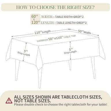 BYDOLL Table Cloth White 60x120 Inch Tablecloth 2 Pack for 6 Foot Rectangle Tables Outdoor Washable Wrinkle Free and Spillproof Polyester Tablecloth for Festival Wedding Party Cover - Image 2