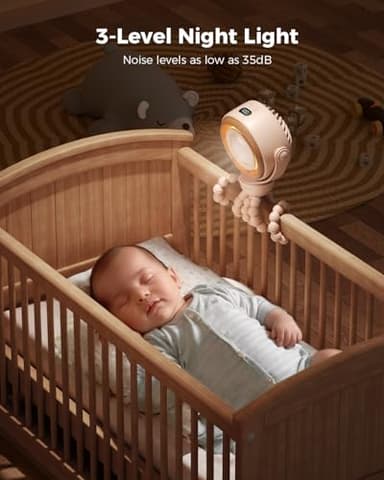 SWEETFULL Baby Stroller Fan - 4000mAh Rechargeable 4-Speed Quiet with LED Display & Night Light, Mini Portable 360° Clip On Safe Fan for Car Seat, Crib, Travel - Brown - Image 6