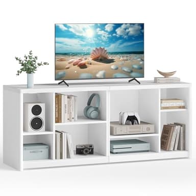 VASAGLE TV Stand for TVs up to 65 Inches, TV Cabinet with Storage Shelves, TV Console Table, Easy to Assemble, for Living Room, Bedroom, Study, Cloud White ULTV111W01 - Image 1