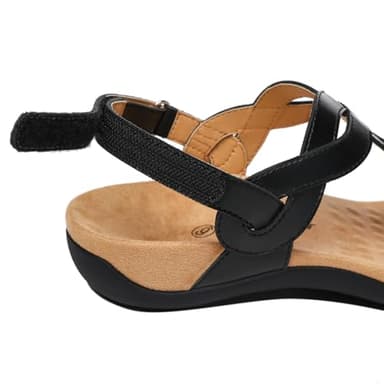 Athlefit Womens Black Orthopedic Arch Support Sandals Casual Summer Walking Adjustable Thong Sandals for Women Size 10 - Image 5
