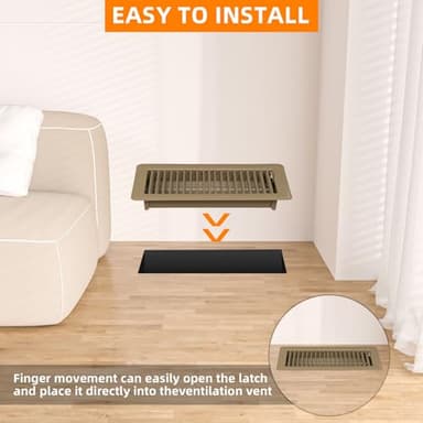 Pluden 8PCS 4" x 10" Floor Register, Heavy Duty Floor Vents, Metal Heat Air Vent Covers Rust Proof Finish 4 x 10'' Walkable Floor Vent Covers for Home Floor Wall Ceiling - Image 3