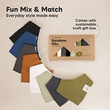 8-Pack Organic Baby Bandana Bibs for Boys, Girls - Super Absorbent Triangle Baby Bibs for Drooling and Teething Infant, 100% Cotton Extra Soft for Newborn, Infant 0-36 Months (Basics) - Image 9