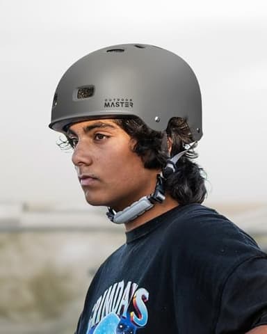 OutdoorMaster Skateboard Cycling Helmet - Two Removable Liners Ventilation Multi-Sport Scooter Roller Skate Inline Skating for Kids, Youth & Adults - L - Grey - Image 7