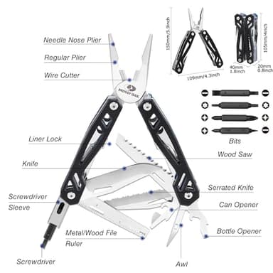 MOSSY OAK Multitool, 21-in-1 Stainless Steel Pocket Knife with G10 Handle, Screwdriver Sleeve, Self-locking Pliers with Sheath-Perfect for Outdoor, Survival, Camping, Hiking, Simple Repair - Image 3