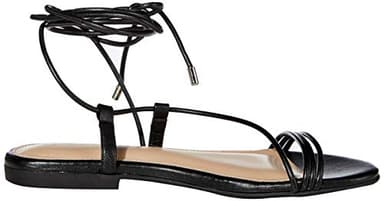 The Drop Women's Samantha Flat Strappy Lace-Up Sandal, Faux Leather Black, 7 - Image 9