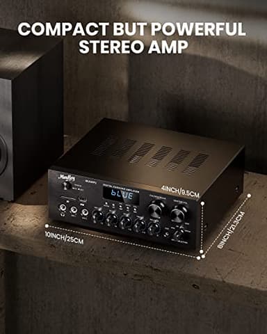 Moukey Stereo Receivers with Bluetooth 5.0, 400W 2.0 Channel Power Audio Amplifier Stereo System w/USB, SD, AUX, RCA, MIC in w/Echo, LED for Karaoke, Home Theater Speakers - MAMP1 - Image 6