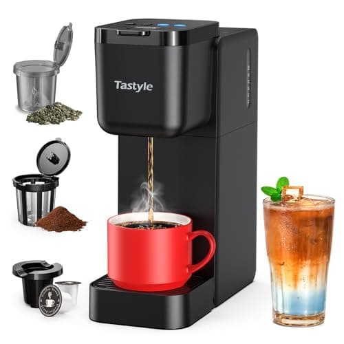 Tastyle Single Serve Coffee Maker for K Cup, Ground and Tea Leaves, Hot and Iced Coffee Machines with Bold Setting, 6 to 16 Oz Brew Sizes, Compact for Small Spaces, Black (2.0 Version) - Image 1