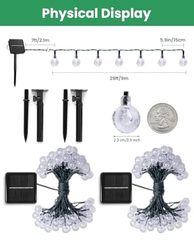 Solar String Lights Outdoor 120 LED 72 Ft Total, Solar Powered Patio Lights with 8 Lighting Mode for Garden Yard Porch Wedding Party Decor (Green) - Image 3