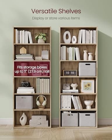 VASAGLE Custos Collection - Bookshelf, 6-Tier Bookcase, Book Shelf, Open Storage Shelf, 9.4 x 23.6 x 63.3 Inches, for Living Room, Home Office, Dinning Room, Camel Brown ULBC166T50 - Image 5