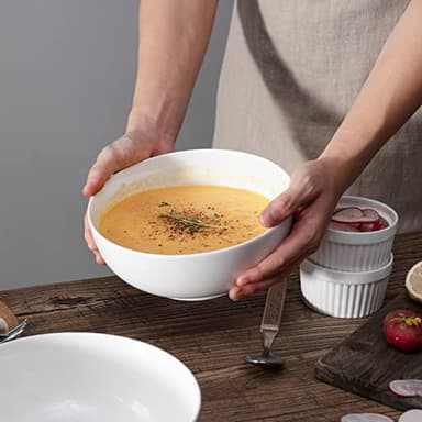 DOWAN Salad Bowls, Large Pho Bowls, 8" White Centerpiece Bowls for Nut, Pasta, Soup, Side Dishes, Ramen, Fruit, Kitchen Decor, Microwave & Dishwasher Safe, 56 Ounce - Image 5