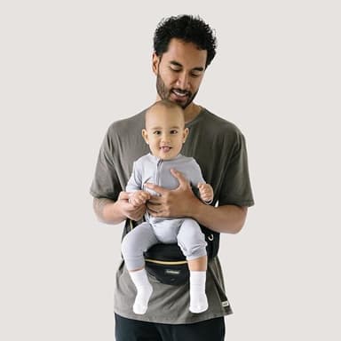 Tushbaby The Original Safety-Certified Hip Carrier for Babies & Toddlers: Machine Washable Child Waist Seat with Pocket Storage, As Seen on Shark Tank (23”-44” waist, 0-3 yrs up to 45lbs) – Black/Gold - Image 8