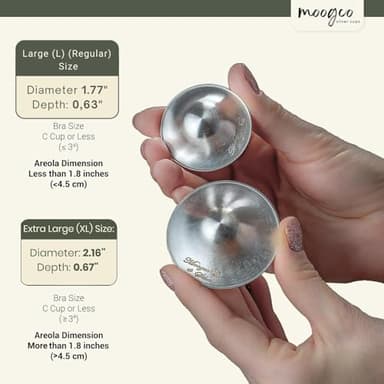 Moogco The Original Silver Nursing Cups - Nipple Shields for Nursing Newborn - Breastfeeding Essentials - Newborn Essentials Must Haves - Nipple Covers Breastfeeding - 925 Silver (X-Large) - Image 4