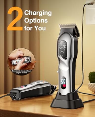 Dog Grooming Kit, Dog Clippers for Grooming for Heavy Thick Hair, Low Noise Cordless Pet Hair Trimmer with Stainless Steel Blade, Professional Rechargeable Hair Trimmer for Dogs and Cats - Image 8