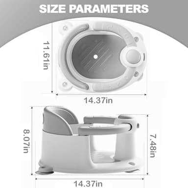 Trankerloop Baby Bath Seat for Babies 6 Months & up, Non-Slip Toddler Bath Seat for Baby & Newborn, Sit Up Bath Seat for Baby,Grey - Image 7