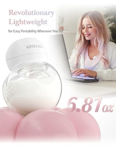 KISSBOBO ABP-1508 Hands Free Breast Pump Wearable with Storage Bag, Wearable Breastfeeding Pump Strong Suction, Low Noise, 3 Modes & 9 Levels,with 21/24mm Insert/Flange (Purple, 2 Pack) - Image 3