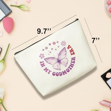 VICBOU Cute Butterfly Gifts for Women Godmother Mothers Day Makeup Bag Godmother Proposal Gift Godmother Gifts Butterfly Cosmetic Bag for Women New Mom Mommy Mama Friend Sister Christmas Birthday - Image 4