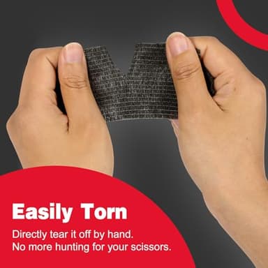 AZEN 16 Pack Self Adhesive Bandage Wrap Black, 2" X 5 Yards Black Athletic Tape, Vet Wrap, Tattoo Grip Tape Wrap,Ankle Tape, Cohesive Bandage Wrap - Image 6