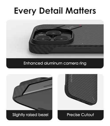 Aulumu A16 Aramid Fiber for iPhone 16 Pro Max Case | 1500D Ultra Slim Woven | Real Cooling | Compatible with MagSafe - Image 6