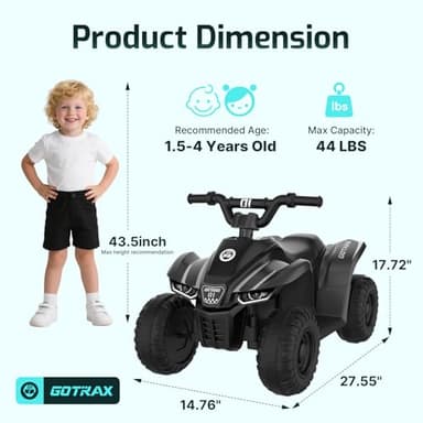 Gotrax RT1 Ride on Toys for Toddlers 1.5-4, Safe 12V Lead-acid Battery up to 80 Minutes, Forward/Reverse 2 Gears, Max 1.5MPH Speed&8" Big Tire, Electric Vehicle ATV Car Best Gift for Age1.5–4 Boy Girl - Image 7