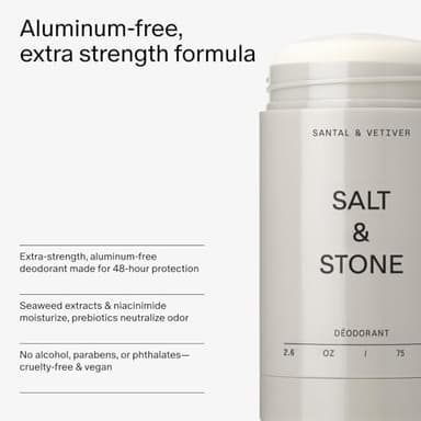 SALT & STONE Aluminum Free Deodorant | Extra Strength 48 Hour Protection for Women & Men | Made with Seaweed Extracts, Shea Butter & Prebiotics (Santal & Vetiver) - Image 5