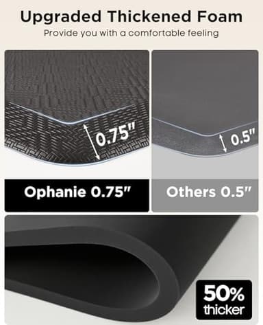 Ophanie Kitchen Mats for Floor, 3/4 Inch Thick Kitchen Rugs, 24 x 70 Anti Fatigue Standing Cushioned Mat, Waterproof,Comfort Ergonomic Mat for Office, Home, Sink, Black Non-Slip Bottom - Image 5