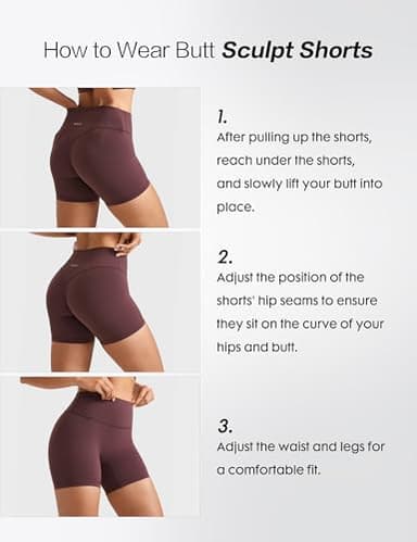 INGIA Womens High Waist No Front Seam Scrunch Butt Biker Shorts 5 Inches V-Back Scrunch Booty Gym Workouts Plumbrown Small - Image 5