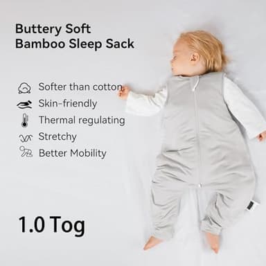 BubblePanda Rayon Made from Bamboo Toddler Sleep Sack with Feet 12-24 Months 1.0 Tog Ultra Soft Toddler Sleeping Sack 1t-2t Sleep Bag Walker Quilted Wearable Blanket with Legs 2-Way Zipper Lightweight - Image 2