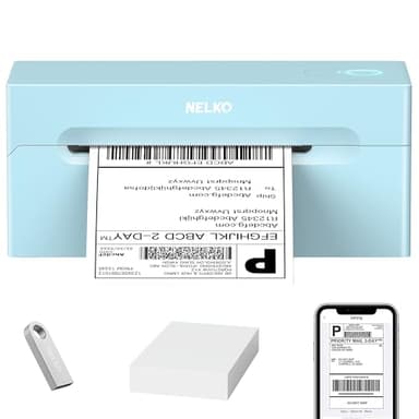 Nelko Bluetooth Thermal Shipping Label Printer, 4x6 Shipping Label Printer for Shipping Packages, Support Android, iPhone and Windows, Widely Used for Amazon, Ebay, Shopify (Blue) - Image 1