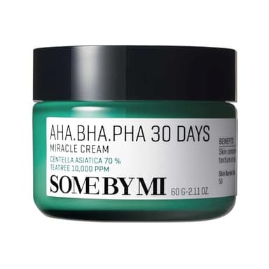 SOME BY MI AHA BHA PHA 30 Days Miracle Cream - 2.02oz, 60ml - Mild Exfoliating Salicylic Acid & Centella Face Moisturizer for All Skin Types - Daily Soothing & Clarifying Face Cream - Korean Skin Care - Image 1