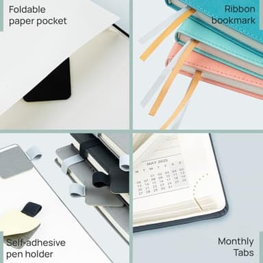 POPRUN Planner 2025-2026 (Medium - 6.5'' x 8.5'') Academic Weekly Calendar (July 2025 - June 2026) with Hourly Time Slots, Monthly Tabs, 100GSM Thick Papers, Leather Soft Cover - Brown - Image 6