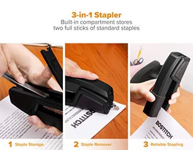 Bostitch Office Epic Metal 3 in 1 Stapler, 25 Sheet Capacity, Includes 210 Staples in Staple Storage Compartment & Integrated Remover, - Image 4