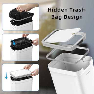 MOPALL 2 Pack Bathroom Trash Can with Lid, 3.6Gal + 2.4Gal Garbage Can with Pop-Up Lid, Small Trash Can Dog Proof, Slim Trash Bin Waste Basket for Toilet, Office, Bedroom, Living Room, Kitchen (White) - Image 7