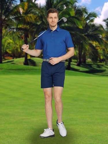 Rouen Golf Polo Shirts for Men Short Sleeve Casual Collared Quick Dry Fit Moisture Wicking Pocket Men's Polo Shirt Cobalt - Image 4