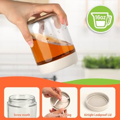 EONJOE 6-Pack 16oz Glass Jars with Lids for Food Storage Meal Prep Airtight - Image 7