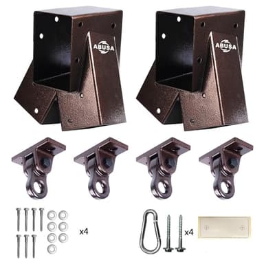 ABUSA Heavy Duty Swing Sets Brackets Including 2 A-Frame Swing Set Brackets and 4 Swing Hangers for Playground Equipment Mounting Parts Hardware Included (Bronze) - Image 1
